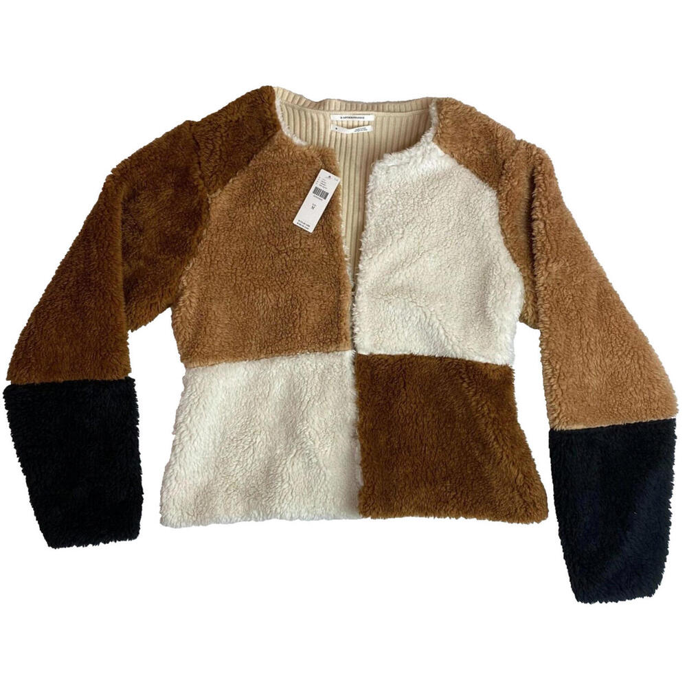 Anthropologie Brown, White, and Black Colorblock Jacket